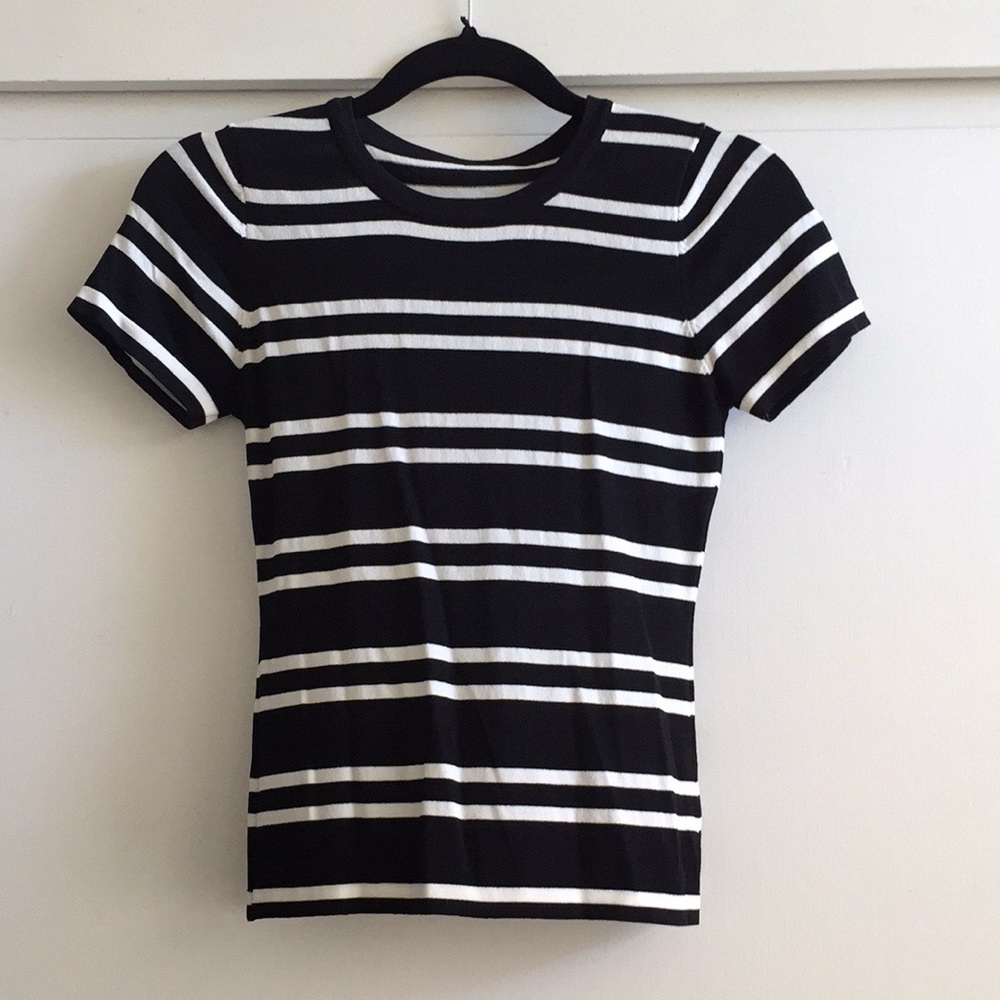 Brandy Melville Black and White Striped Top